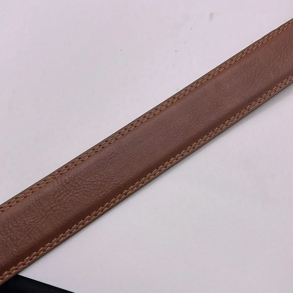 Mens Brown Faux Leather Belt Silver Buckle